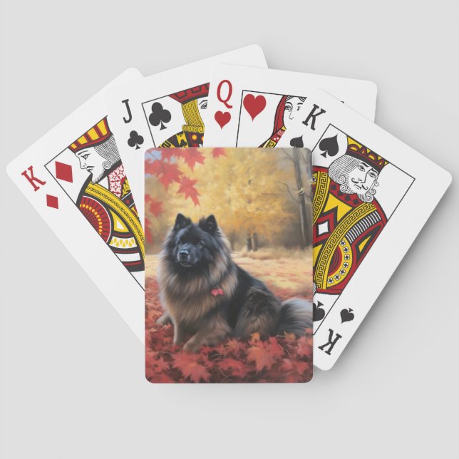 Keeshond i Höst löv Fall Inspire Casinokort (Baksidan)