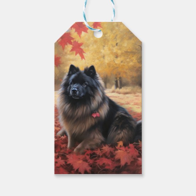 Keeshond i Höst löv Fall Inspire Presentetikett (Framsidan)
