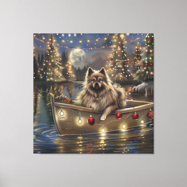 Keeshond jul Festive Voyage Canvastryck (Framsida)
