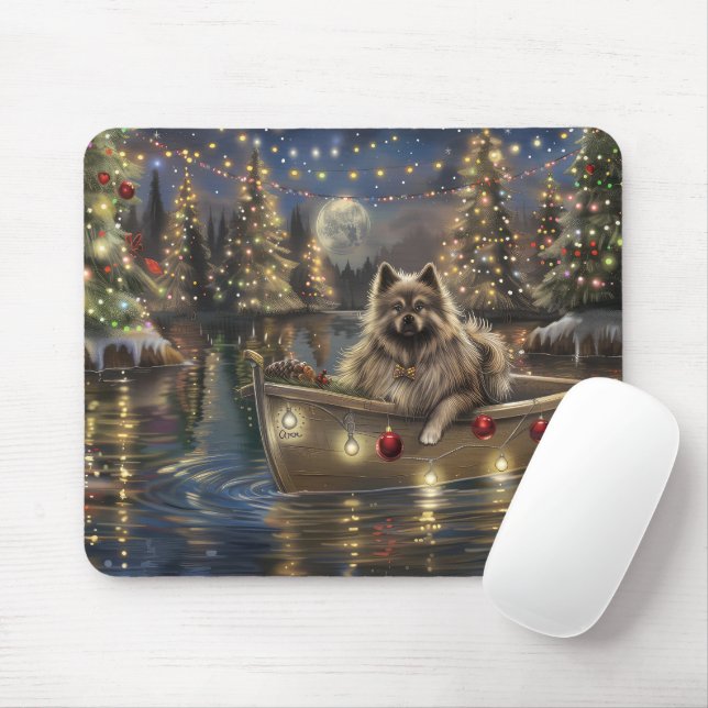 Keeshond jul Festive Voyage Musmatta (Med mus)