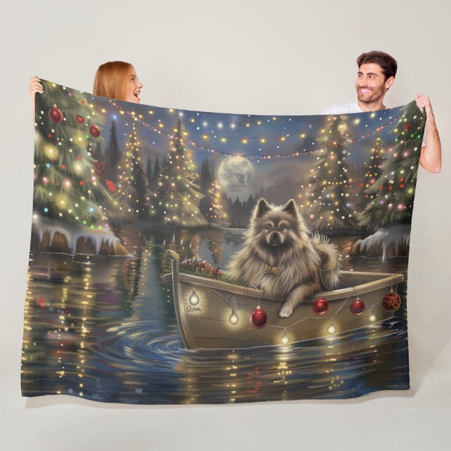 Keeshond Jul Festlig resa Fleecefilt (På plats)