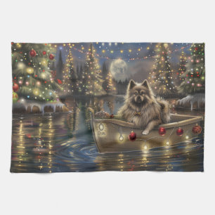 Keeshond Jul Festlig resa Kökshandduk