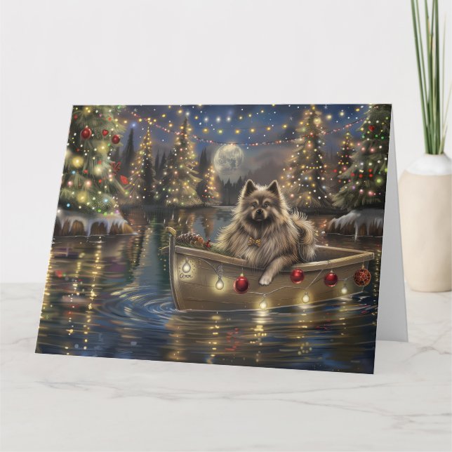 Keeshond Jul Festlig resa Kort (Framsida)