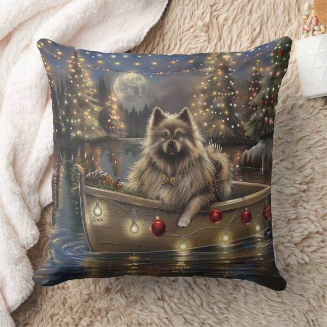 Keeshond Jul Festlig resa Kudde (Filt)