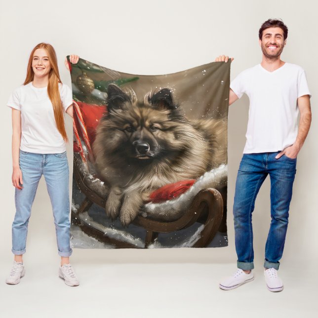 keeshond Jul Hund Festiv Fleecefilt (På plats)