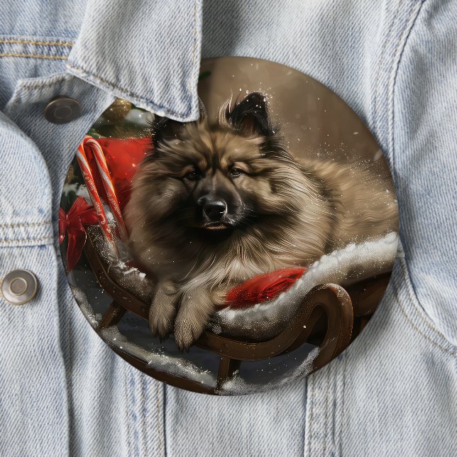 keeshond Jul Hund Festiv Knapp (In Situ)