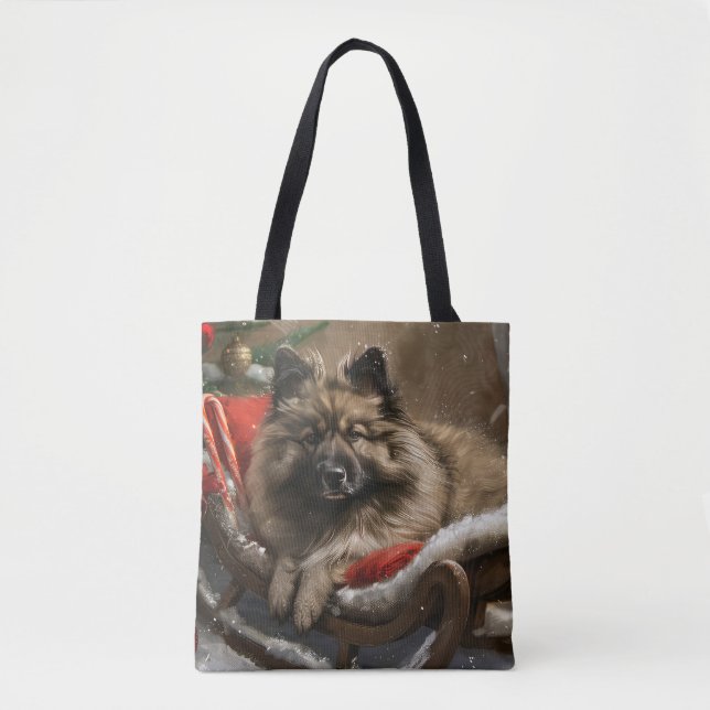 keeshond Jul Hund Festiv Tygkasse (Framsida)