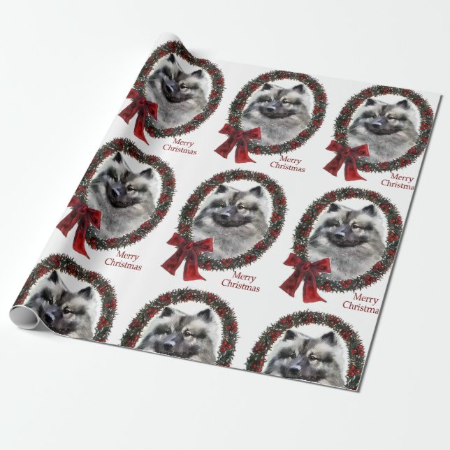 Keeshond-jul Presentpapper (Utrullad)