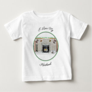 Keeshond jul Puppy Hund by Fireplace Painting T Shirt