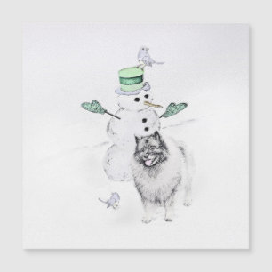 Keeshond jul snömannen målning hund konst