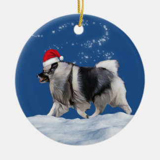 Keeshond jultomte julgransprydnad keramik