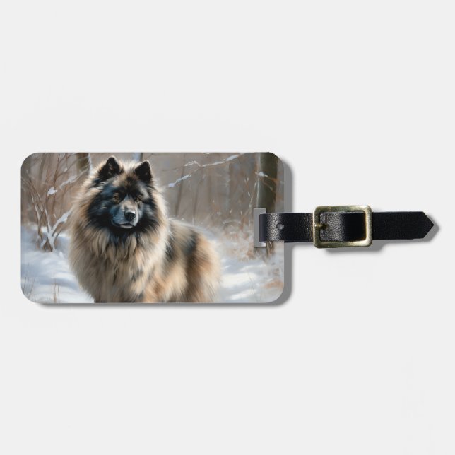 Keeshond Låt det snöa jul Bagagebricka (Horisontell Framsida)