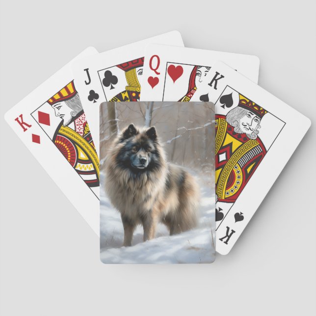 Keeshond Låt det snöa jul Casinokort (Baksidan)