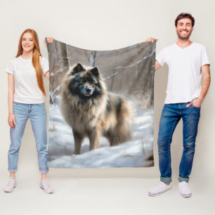 Keeshond Låt det snöa jul Fleecefilt
