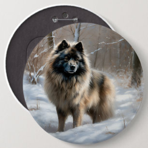 Keeshond Låt det snöa jul Knapp