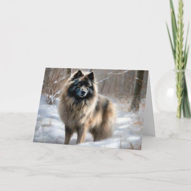 Keeshond Låt det snöa jul Kort (Framsida)