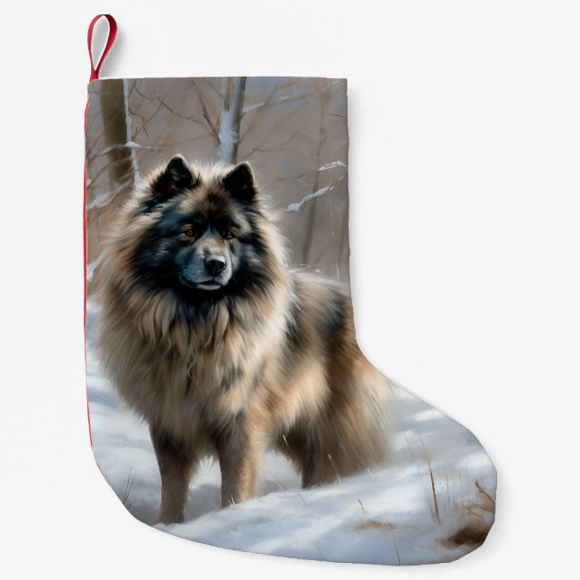 Keeshond Låt det snöa jul Liten Julstrumpa (Framsidan)