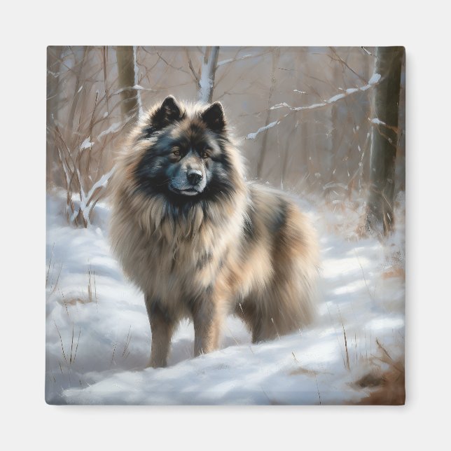 Keeshond Låt det snöa jul Magnet (Framsidan)