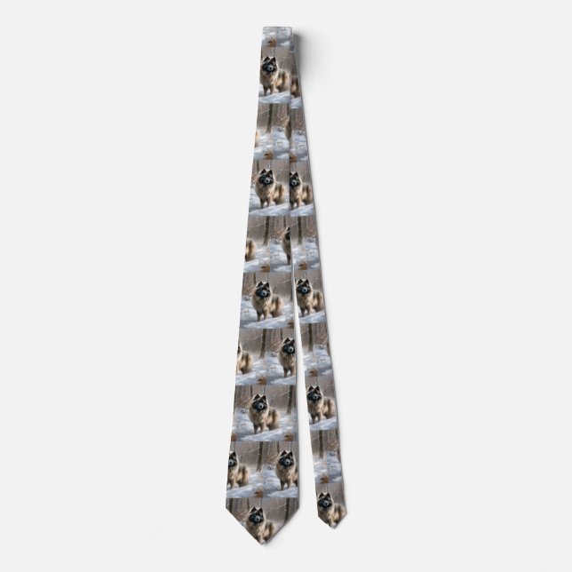 Keeshond Låt det snöa jul Slips (Framsida)