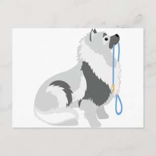 Keeshond Leash Vykort