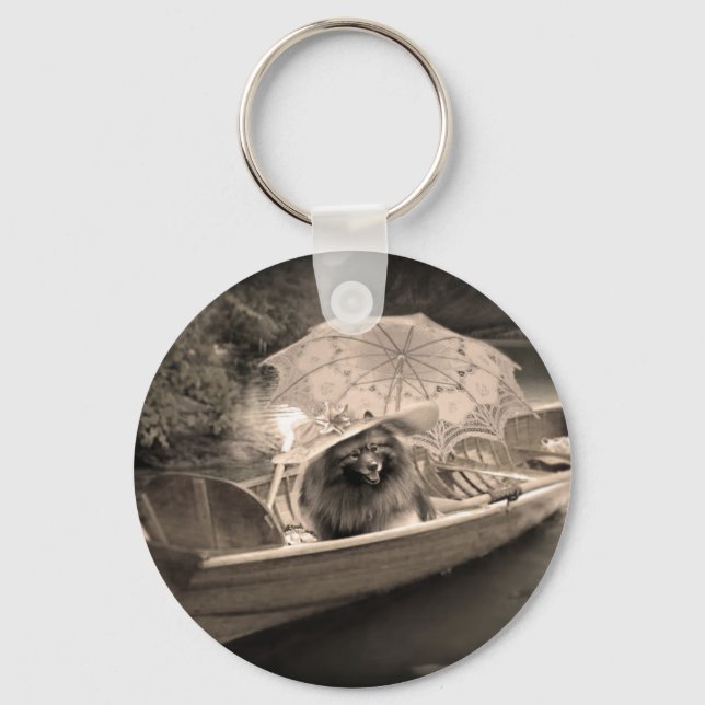 Keeshond Loving Day Keychain Nyckelring (Framsida)