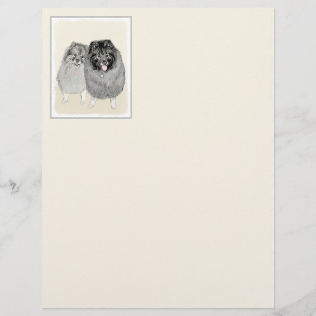 Keeshond Mamma och Son Painting - Original Hund Ar (Framsida)