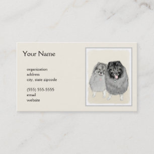 Keeshond Mamma och Son Painting - Original Hund Ar