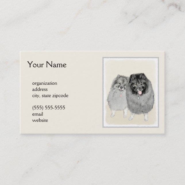 Keeshond Mamma och Son Painting - Original Hund Ar (Framsida)