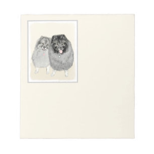 Keeshond Mamma och Son Painting - Original Hund Ar Anteckningsblock