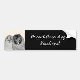 Keeshond Mamma och Son Painting - Original Hund Ar Bildekal