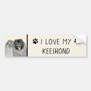 Keeshond Mamma och Son Painting - Original Hund Ar Bildekal