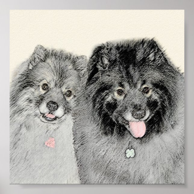 Keeshond Mamma och Son Painting - Original Hund Ar Poster (Framsidan)
