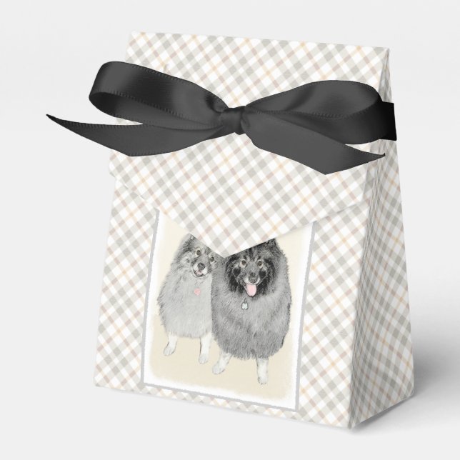 Keeshond Mamma och Son Painting - Original Hund Ar Presentaskar (Framsidan Sidan)