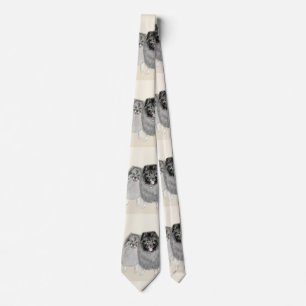 Keeshond Mamma och Son Painting - Original Hund Ar Slips