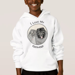 Keeshond Mamma och Son Painting - Original Hund Ar T Shirt
