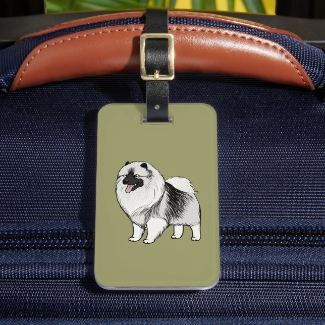 Keeshond med anpassningsbar text bagagebricka (Framsida Insitu 2)