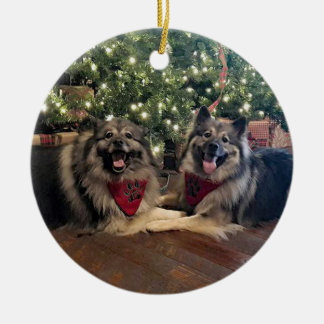 Keeshond med julgranen julgransprydnad keramik