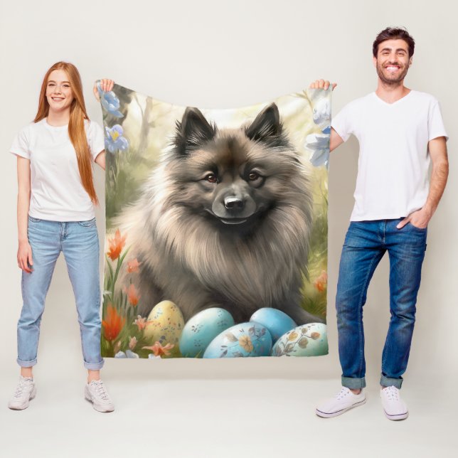 Keeshond med Påskägg Fleecefilt (På plats)