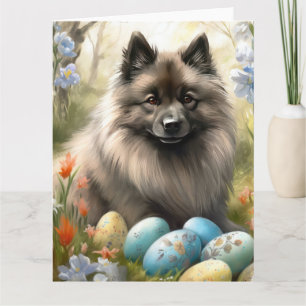 Keeshond med påskägg kort