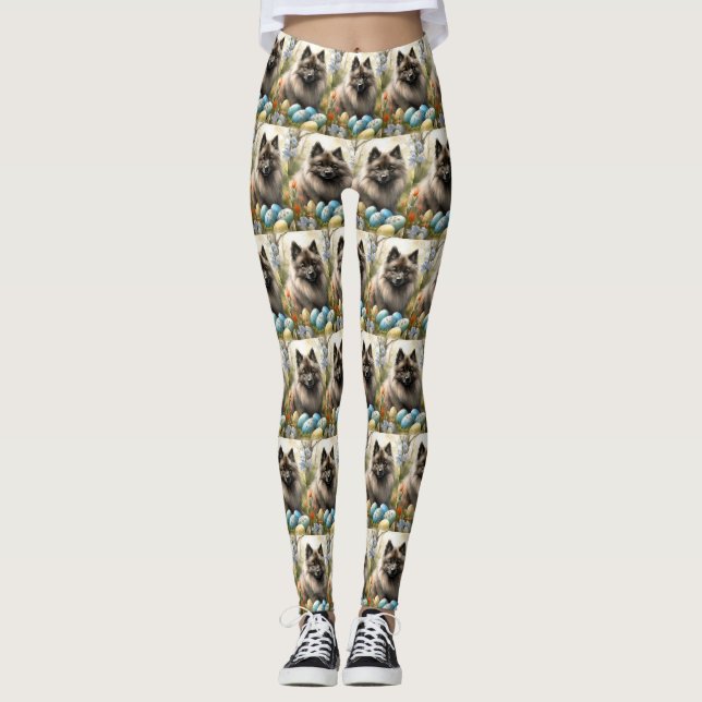 Keeshond med påskägg leggings (Framsida)