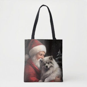 Keeshond med Tomte Julfirande Jul Tygkasse
