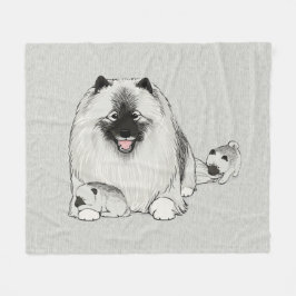 Keeshond med valpar | Cute Keesie Hund Family Fleecefilt