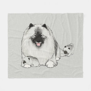Keeshond med valpar Cute Keesie Hund Family Fleecefilt