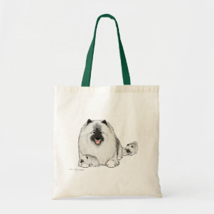Keeshond med valpar tygkasse