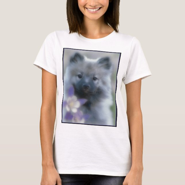 Keeshond och Columbine - fotografi av Hund T Shirt (Framsida)