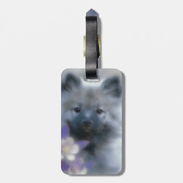 Keeshond och Columbine - Hund Photograph Bagagebricka (Baksidan Lodrät)