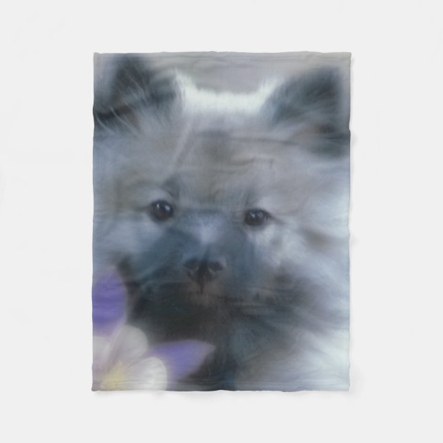 Keeshond och Columbine - Hund Photograph Fleecefilt (Framsidan)