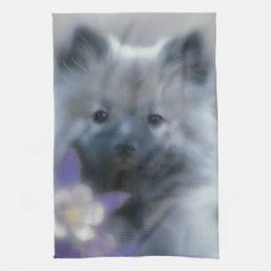 Keeshond och Columbine - Hund Photograph Kökshandduk