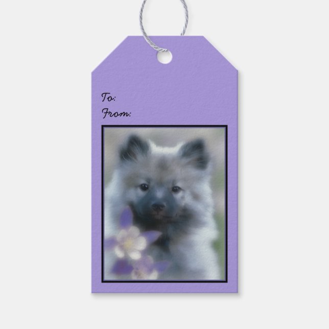 Keeshond och Columbine - Hund Photograph Presentetikett (Framsidan)