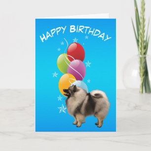 Keeshond- och födelsedagballonger kort